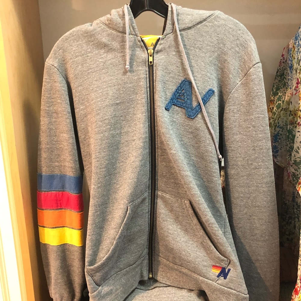Aviator Nation zip up grey hoodie